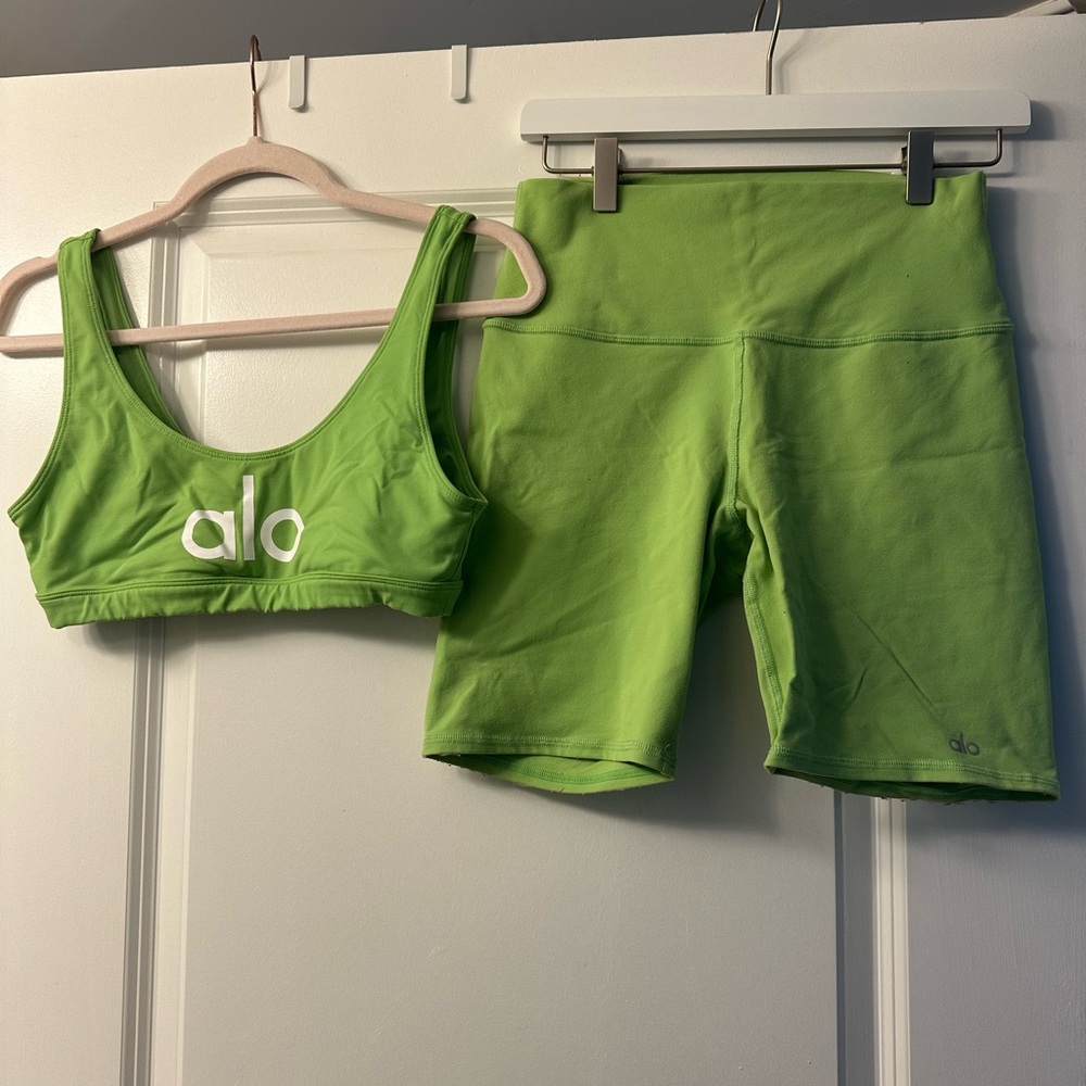 ALO Yoga Matching Sports Bra and Shorts